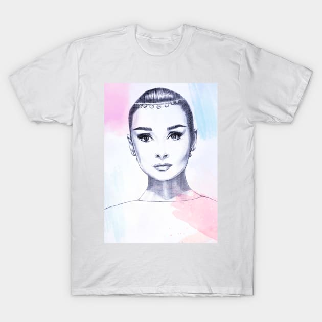 Audrey Hepburn T-Shirt by Svetlana Pelin